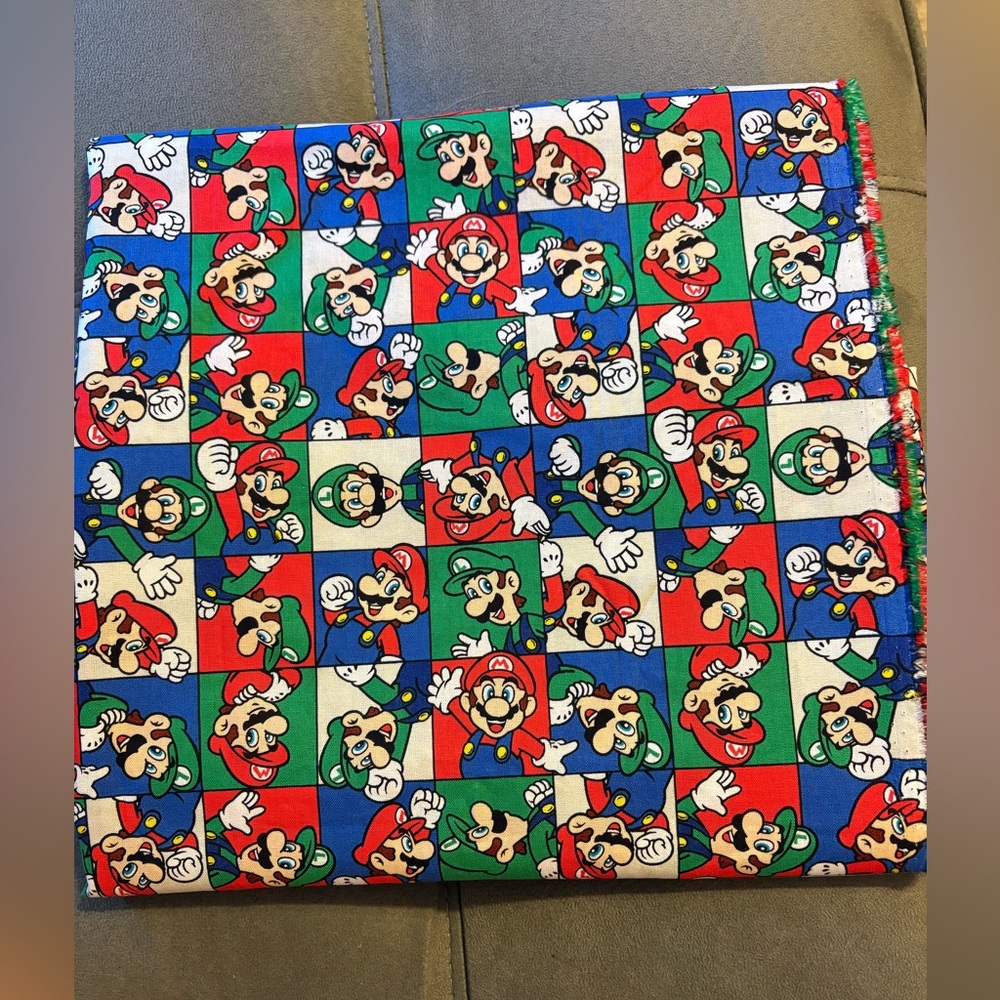 Mario Brother Grid 2021 Nintendo 2 Yards Precut Fabric 44” x 72” NEW